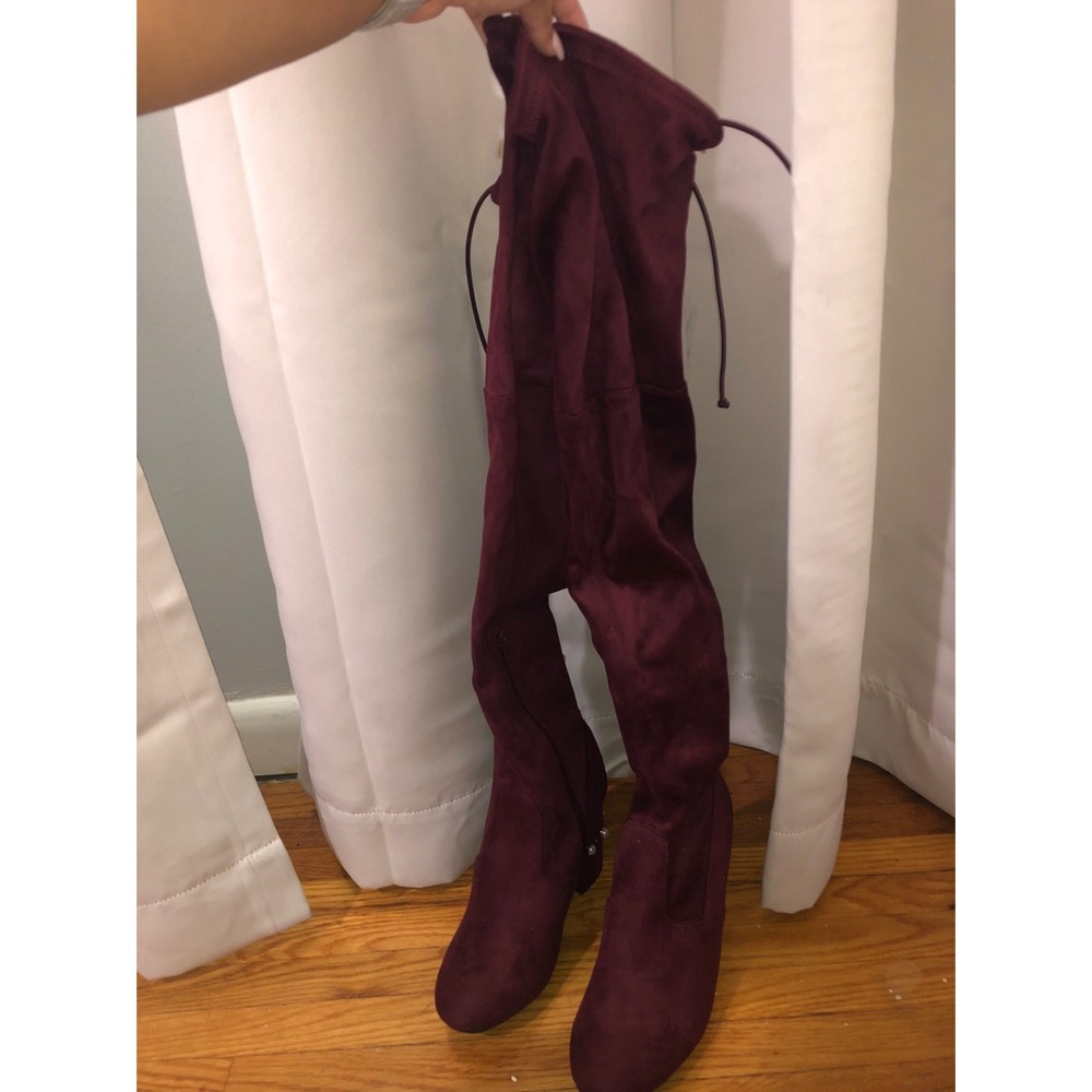 Purple Suede Over the Knee Boots